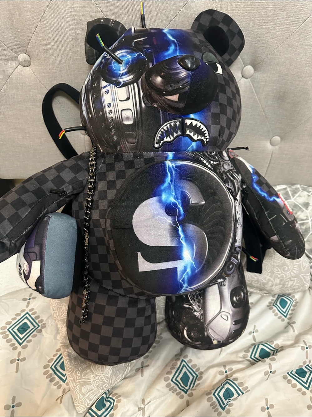Sprayground Cyborg Roboandroid Terminator Moneybear Backpack in black.